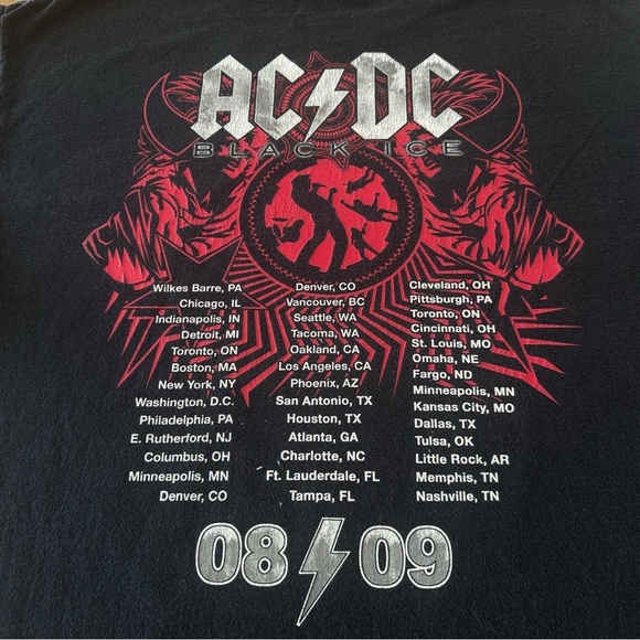 Vintage AC/DC 2008 Black Ice Tour T-Shirt Rock N Roll Train Custom Boxy Cropped - Picture 6 of 6